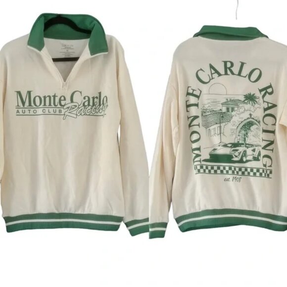 Montecarlo Racing Green/White Quarter Zip - Picture 1 of 5